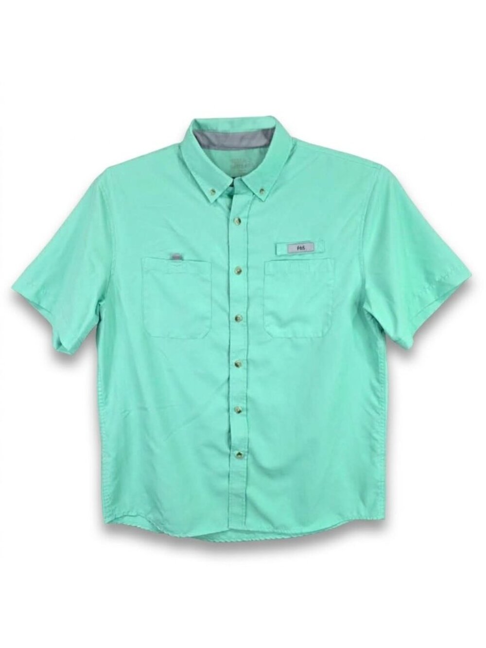 Men Field & Stream Green Short Sleeve Fishing Shirt Vented Outdoor Button Up M